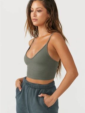Joah Brown Strappy Crop Tank in Summit FlexRib size S/M